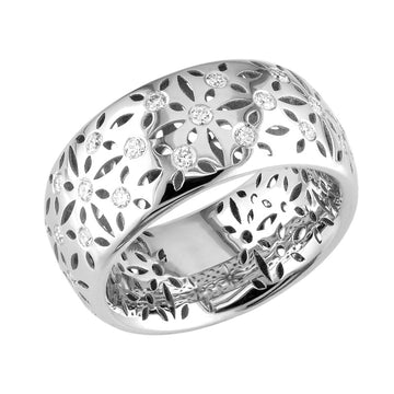 18kt White Gold Filigree Diamond Band