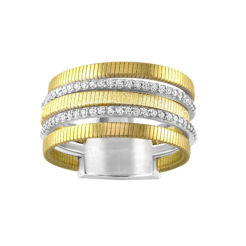 18kt Yellow and White Gold Ribbed Multi Band Ring