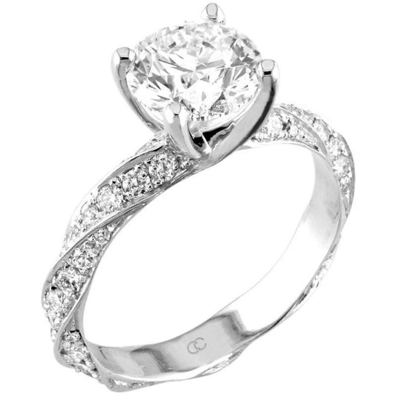 18kt White Gold Twist Band Engagement Ring