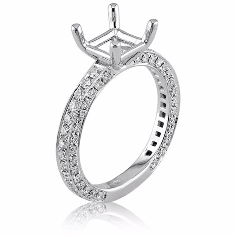 18kt White Gold Pave Square Engagement Ring Mount – Classic Creations