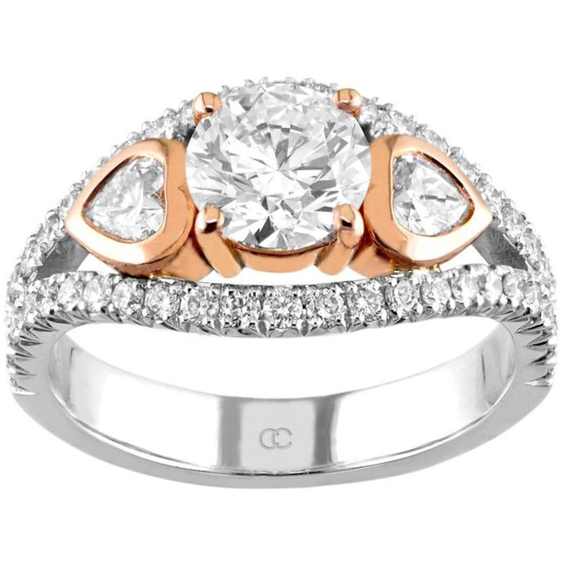 18kt Rose & White Gold Brilliant & Heart Shape Diamond Engagement Ring