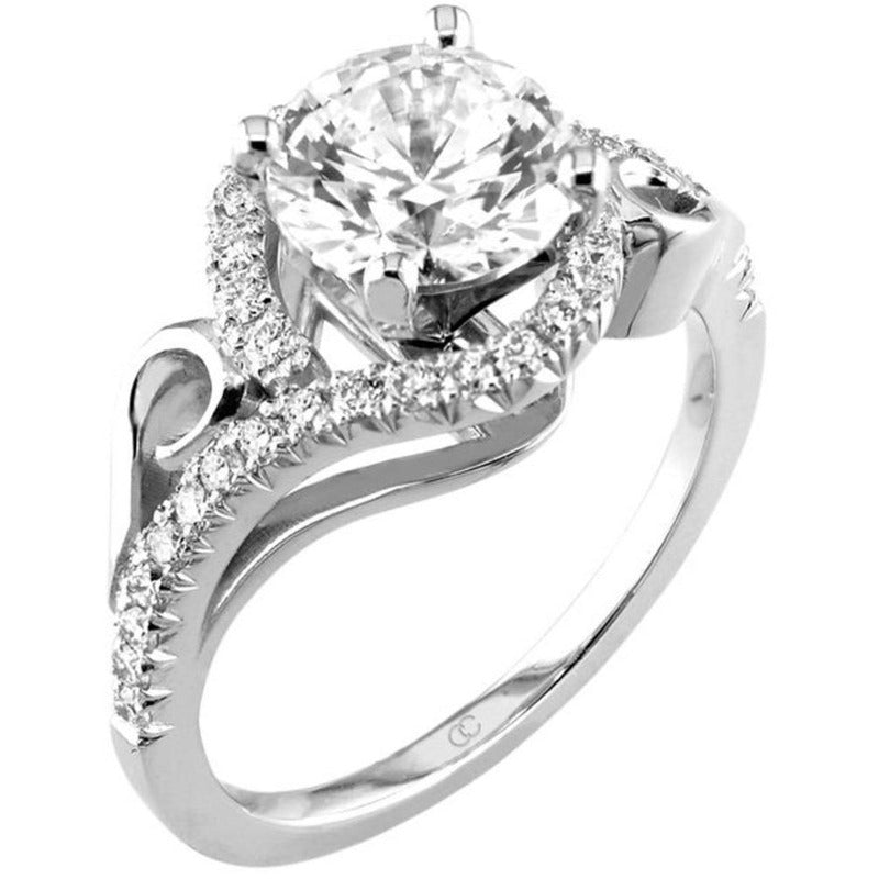18kt White Gold Round Brilliant Wrap Around Halo Engagement Ring