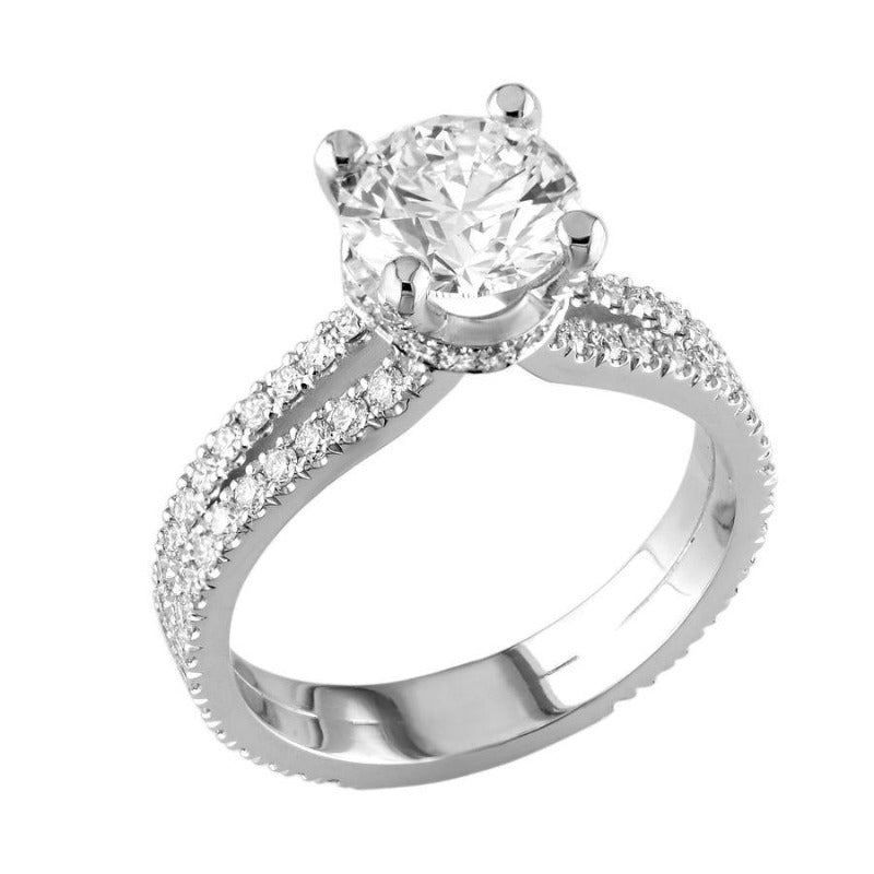 18kt White Gold Split Shank Engagement Ring