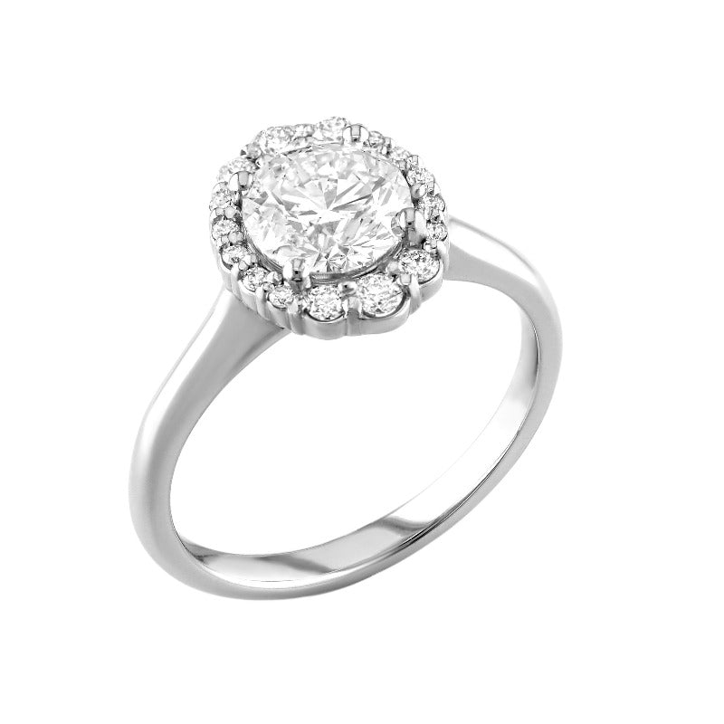 18kt White Gold Oval Diamond Engagement Ring With Halo