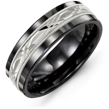 7mm Black Ceramic 14K White Gold Ring