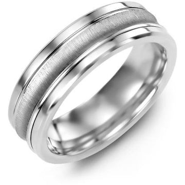 7mm Tungsten 14K White Gold Ring