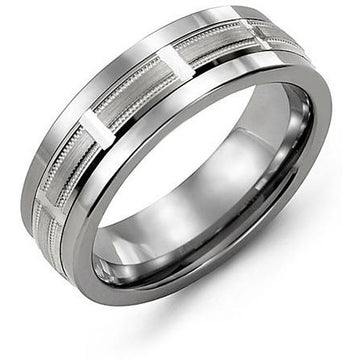 7mm Tungsten 14K White Gold Ring