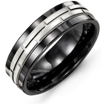 7mm Black Ceramic 14K White Gold Ring