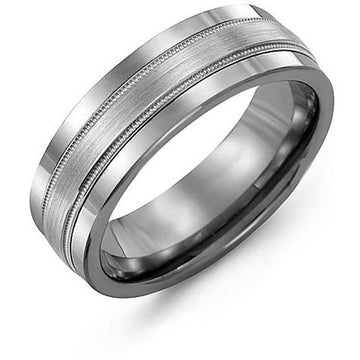 7mm Tungsten 14K White Gold Ring