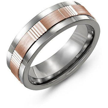 7mm Cobalt 14K Pink Gold Ring
