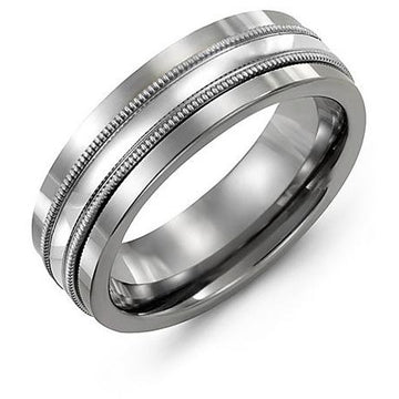 7mm Tungsten 14K White Gold Ring