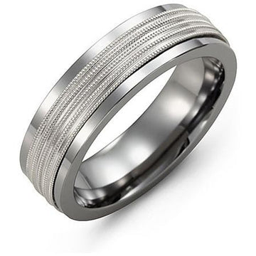 7mm Tungsten 14K White Gold Ring