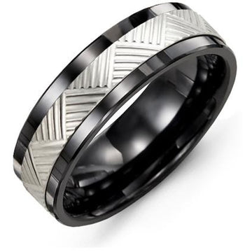 7mm Black Ceramic 14K White Gold Ring