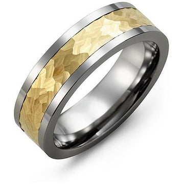 7mm Cobalt 14K Yellow Gold Ring