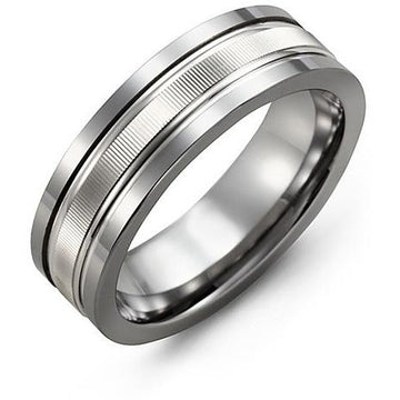 7mm Tungsten 14K White Gold Ring