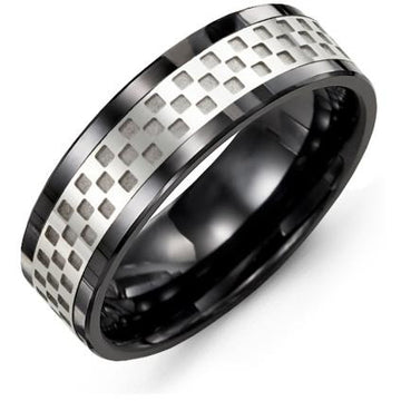 7mm Black Ceramic 14K White Gold Ring