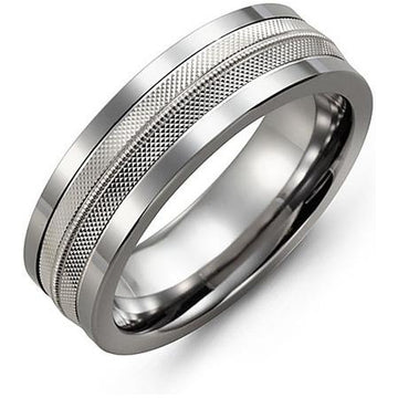 7mm Tungsten 14K White Gold Ring