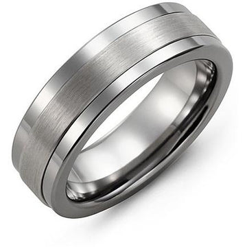 7mm Tungsten 14K White Gold Ring