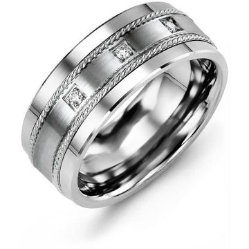 7mm White Gold 14K White Gold Ring 3 Diamonds tcw 0.06