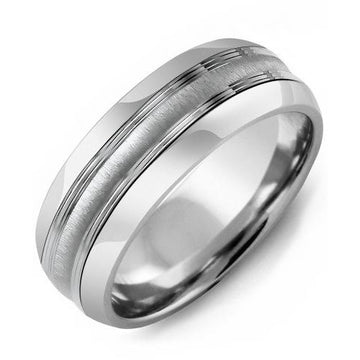 8.5mm Tungsten Tiffany 14K White Gold Ring