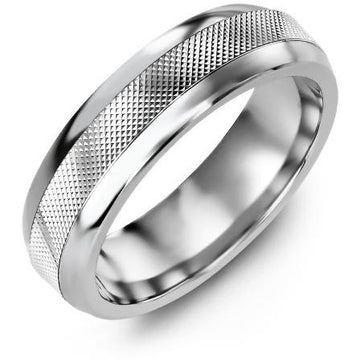 6.5mm Tungsten Tiffany 14K White Gold Ring