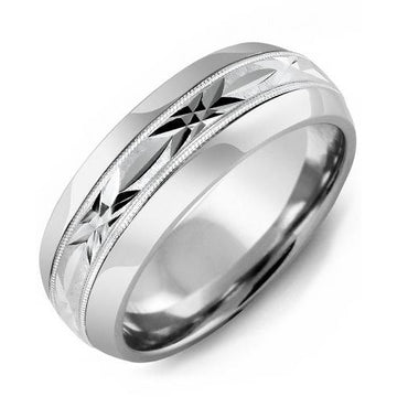 8.5mm Tungsten Tiffany 14K White Gold Ring
