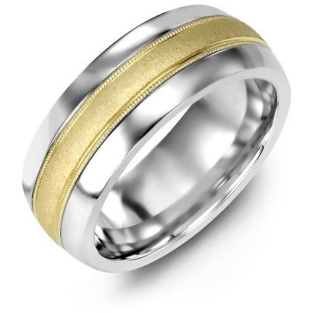 8.5mm Tungsten Tiffany 14K Yellow Gold Ring