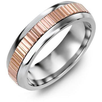 6.5mm Cobalt Tiffany 14K Pink Gold Ring