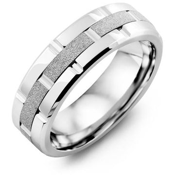 7mm Cobalt Polish Blades 14K White Gold Ring