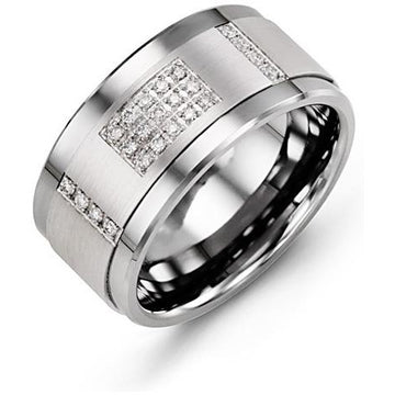 11mm Cobalt 14K White Gold Ring 31 Diamonds tcw 0.31