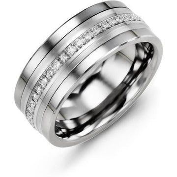 9mm Cobalt 14K White Gold Ring 21 Diamonds tcw 0.21