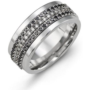9mm Cobalt 14K White Gold Ring 63 Diamonds tcw 0.63