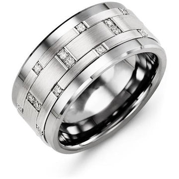 11mm Cobalt 14K White Gold Ring 14 Diamonds tcw 0.14