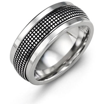 9mm Tungsten 14K White Gold Ring