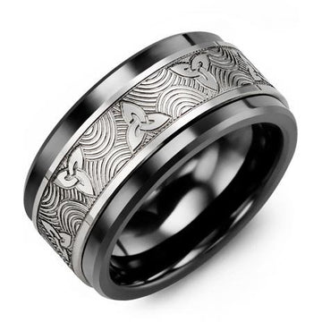 11mm Black Ceramic 14K White Gold Ring