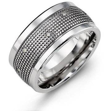 11mm Cobalt 14K White Gold Ring 12 Diamonds tcw 0.12