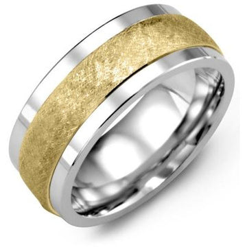 9mm Tungsten 14K Yellow Gold Ring