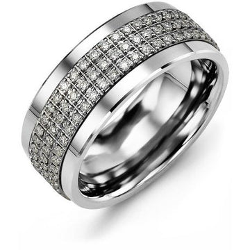 9mm Cobalt 14K White Gold Ring 135 Diamonds tcw 1.35