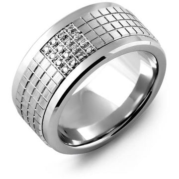 11mm Cobalt 14K White Gold Ring 16 Diamonds tcw 0.16