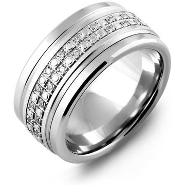 11mm White Gold 14K White Gold Ring 42 Diamonds tcw 0.42