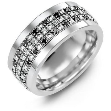 9mm White Gold 14K White Gold Ring 63 Diamonds tcw 0.63