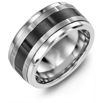 11mm Cobalt 14K White/Black/White Gold Ring