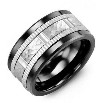 11mm Black Ceramic 14K White Gold Ring
