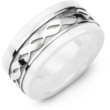 9mm White Ceramic 14K White Gold Ring